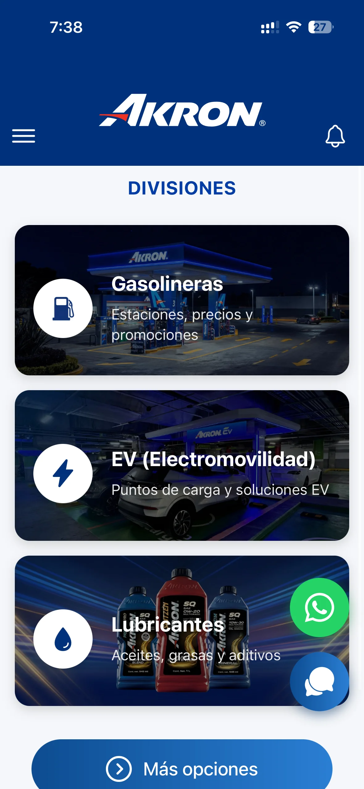 Akron App - gasolineras, electromovilidad y lubricantes